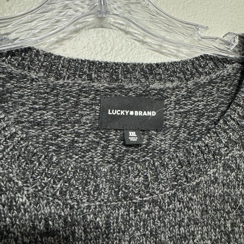 Lucky Brand Intarsia Men's Crew‎ Neck Sweater 2XL Nylon Wool Alpaca